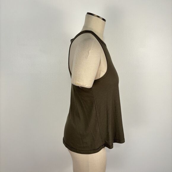 Free People Ribbed Tank Top Womens Size XS Army Green Racerback Flowy Athleisure - Picture 3 of 6